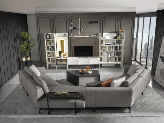Corner sofa Sofa Couch Textile Living landscape Luxury Furniture U-shape Coffee table