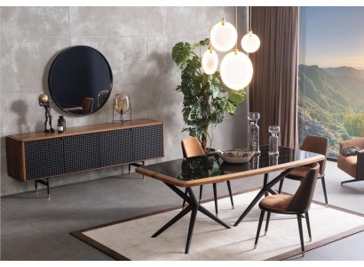 Dining room Set Table 4x Chairs Sideboard Mirror 7-piece Group dining set
