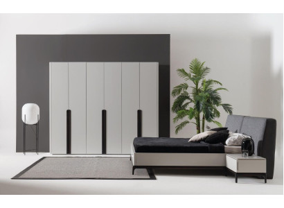 Bed 2x Bedside table Wardrobe Luxury Wood Bedroom Hotel Furnishings 4pcs.