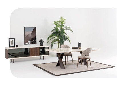 Dining table 4x Chairs Sideboard Group Dining room Suite 6pcs. Set Furniture