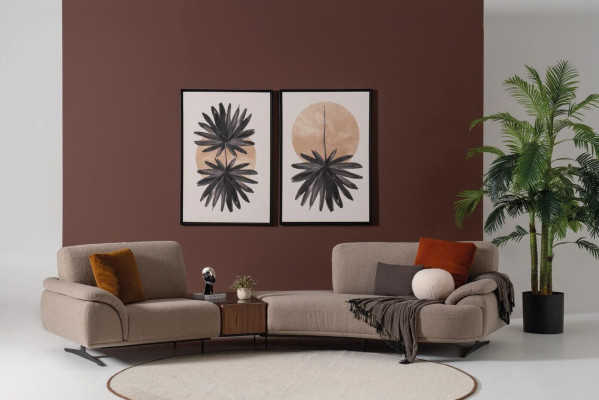 Living room Design Sofa 5 Seat Textile Couch Upholstery Sofas new brown