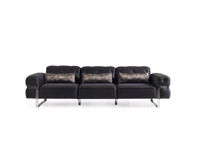 Sofa 3 Seater Three Seater Textile Luxury Furniture Design Couch Black