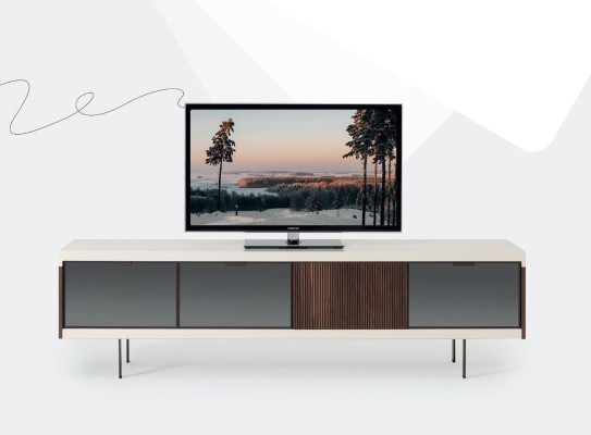 Lowboard TV-cabinet Shelf Sideboard TV-cabinet Design Luxury Wood White Furniture 225cm