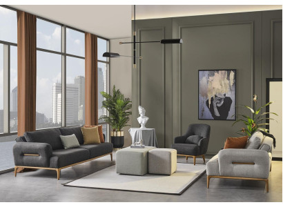 Sofa set Sofa Armchair 321Seater Fabric Luxury Gray Sofas Living room