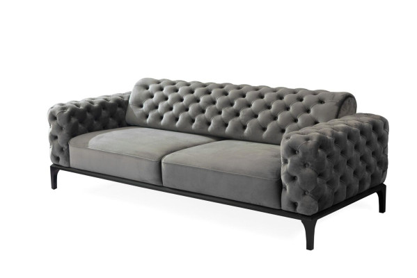 Chesterfield Sofa set Sofa 31 Seater Fabric Gray Luxury Sofas Seat
