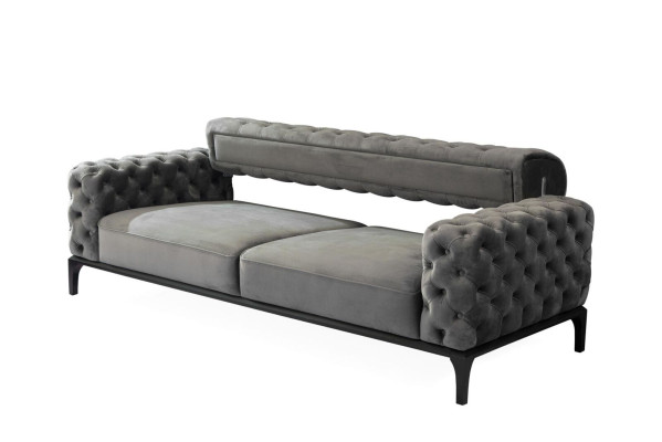 Chesterfield Sofa set Sofa 31 Seater Fabric Gray Luxury Sofas Seat