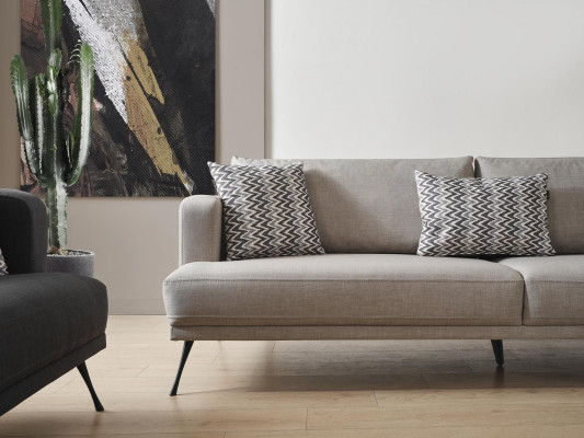 Complete e Couch Set Sofa Set 431 Seater Gray Fabric Modern Set