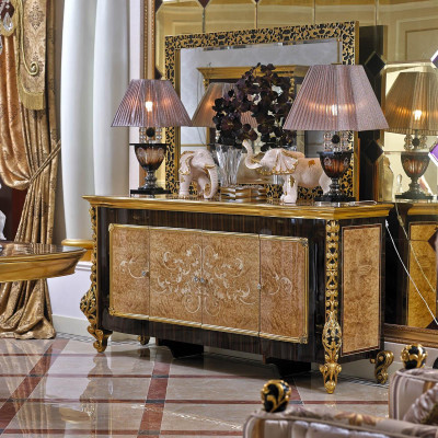 Chest of drawers Sideboard Chests of drawers E61 Sideboards Living room Baroque Sideboard Mirror new