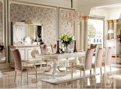 XXL Dining table Table Tables wooden table E62 Baroque Rococo Dining room White 250cm