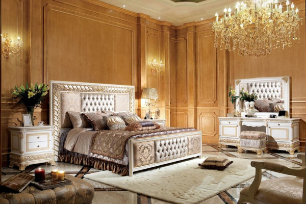 Double bed bed marriage bed design luxury luxur beds baroque rococo antique style