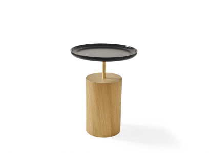 Side table Table Wood Side Designer Furniture Black Round Table