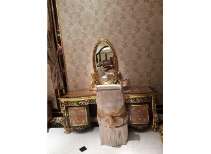 Dressing table + Mirror + Stool Luxury Console Chest of drawers Bedroom Baroque Rococo