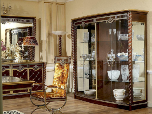 Elegant display case antique style baroque rococo showcase living room glass wardrobe new