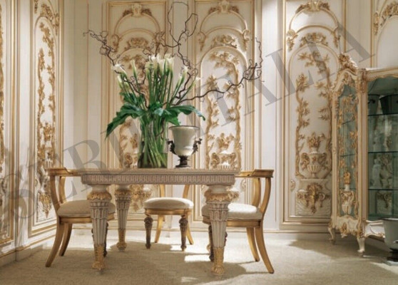 Furniture Furnishings Group Table + 4 Chair Set 5pcs. Dining table suite dining room