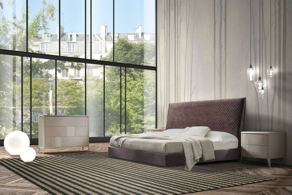Designer Bed 2x Bedside tables Chest of drawers 4pcs. Set Bedroom Italian Furniture