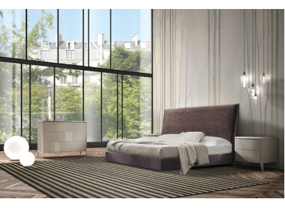 Designer Bed 2x Bedside tables Chest of drawers 4pcs. Set Bedroom Italian Furniture