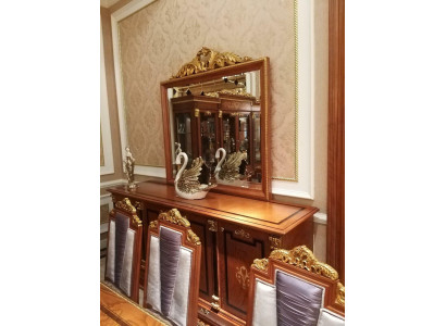 Buffet Sideboard Chest of drawers with Mirror Real Handcraft Wood Baroque Rococo new