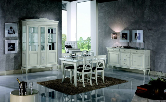 Design Dining room Set Suite 7tlg Wood Furniture Chest of drawers 4x Chair Table Display case new