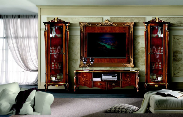 Set Suite 4-piece Italian Furniture 2x Display case Sideboard TV-cabinet Wall plate Wardrobe