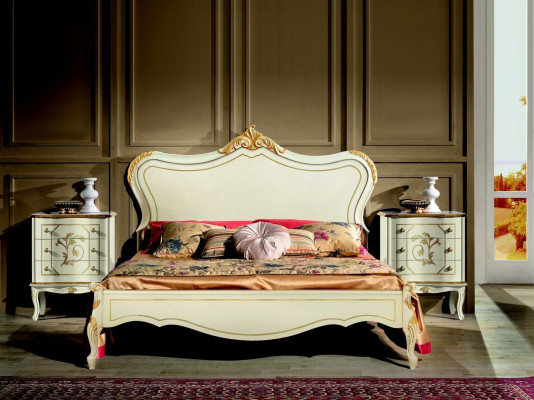 Design Luxury Bed Classic s Bed frame Wood Style Baroque Italian Furniture