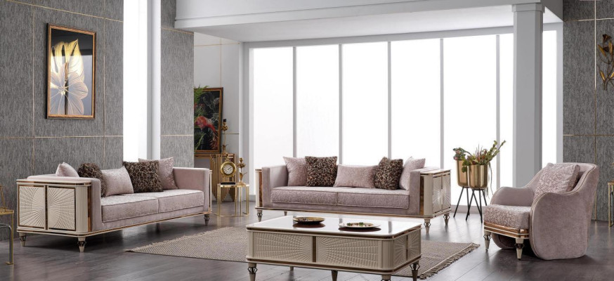 Luxury Suite Sofa set 3+3+1 Seater Sofa Couch Upholstery Fabric Set 2pcs new