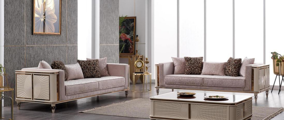 Sofa Couch Upholstery Furniture Designer Couches 3+3 Seater Textile Big Sofas