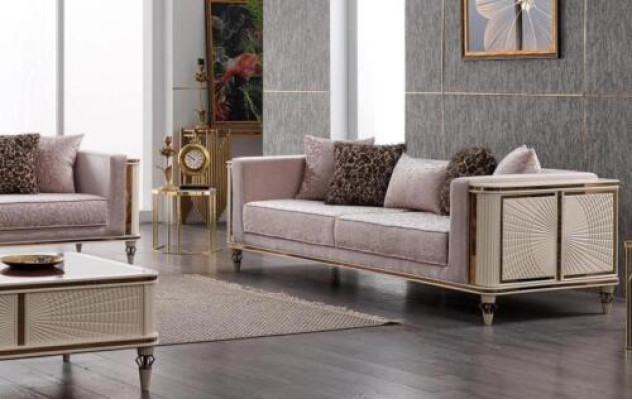 Sofa Couch Upholstery Furniture Designer Couches 3+3 Seater Textile Big Sofas