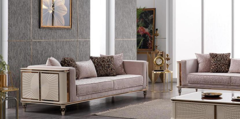Luxury Suite Sofa set 3+3+1 Seater Sofa Couch Upholstery Fabric Set 2pcs new