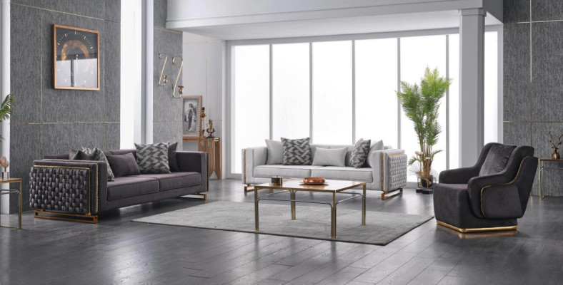 Design Sofa set 3+3+1 Couch Furniture Furniture Upholstered set fabric sofa
