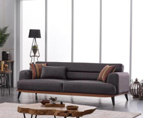 Gray Sofa 3 Seater Textile Furniture Modern Designer Three Seater Fabric Textile