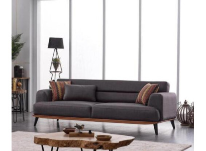 Gray Sofa 3 Seater Textile Furniture Modern Designer Three Seater Fabric Textile