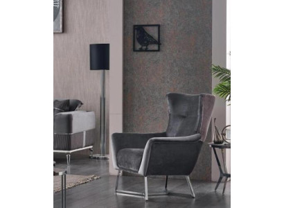 Gray Armchair Living room Textile Furniture Modern Design Upholstery Fabric Luxury Seat