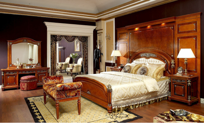 Luisus Bedroom Bed Double bed Real Handcraft Wood Leather Upholstery