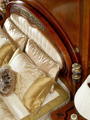 Luisus Bedroom Bed Double bed Real Handcraft Wood Leather Upholstery