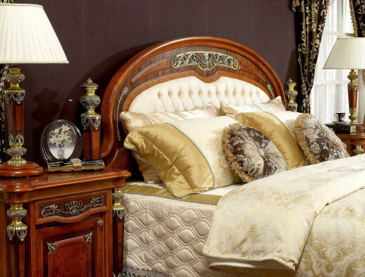 Luisus Bedroom Bed Double bed Real Handcraft Wood Leather Upholstery