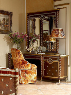 Bedroom Baroque Rococo Dressing table with Mirror Chest of drawers Consoles Table Luxus