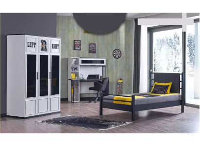 Childrens room Bedroom Furniture Complete room Youth room Black White 3pcs.