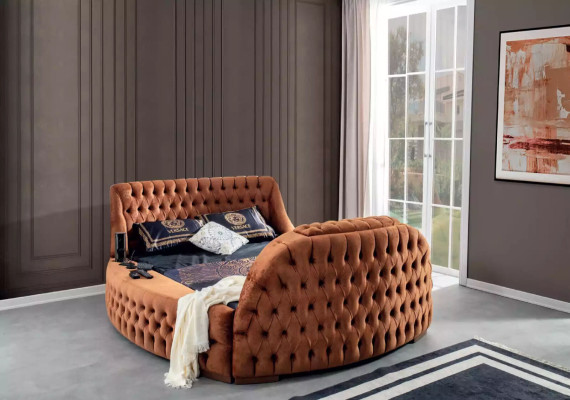 Chesterfield Bed Upholstery Design Luxury Beds Hotel Brown with TV