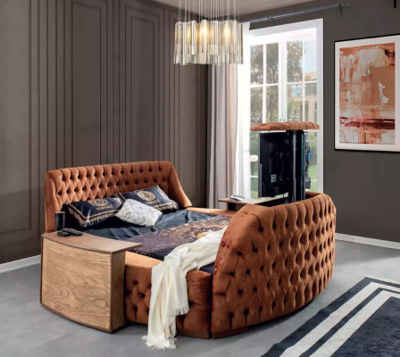 Chesterfield Bed Upholstery Design Luxury Beds Hotel Brown with TV