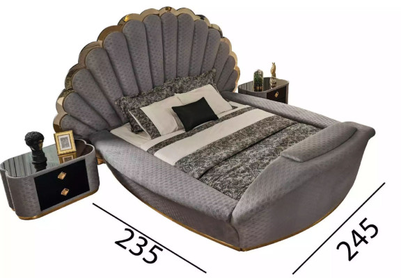 Bedroom Bed 2x Bedside tables Luxury Beds Set Complete Design Furniture 3pcs