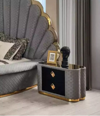 Bedroom Bed 2x Bedside tables Luxury Beds Set Complete Design Furniture 3pcs