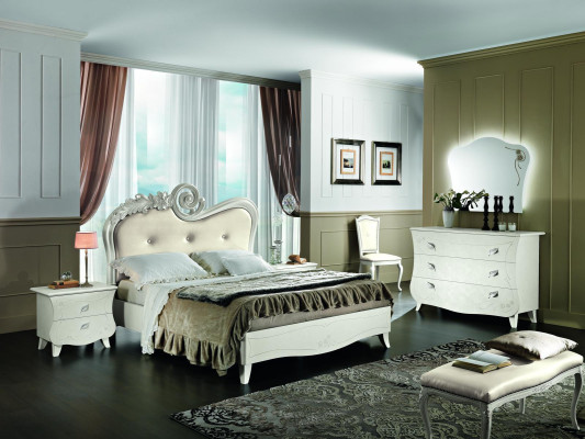 Complete Set Bed Bedside table Chest of drawers new Design Bedroom 5 pcs. Bedroom