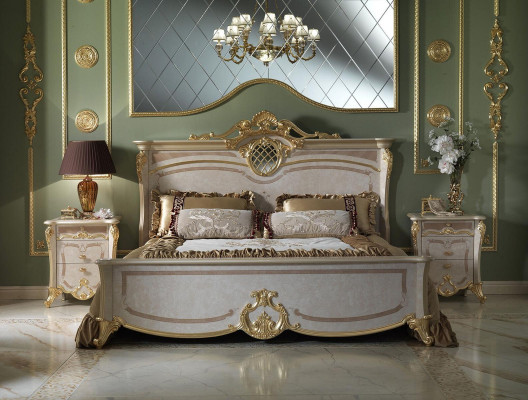 Bedroom furniture set - Bed with two bedside tables in a modern design