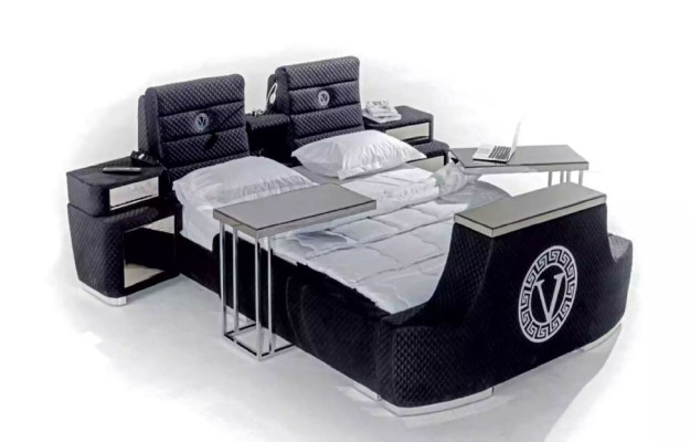 Modern double bed Blue luxury double bed modern design bed frame new