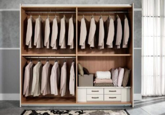 Luxury Wardrobe with Sliding Doors Bedroom Wardrobe Cabinets Wood Modern