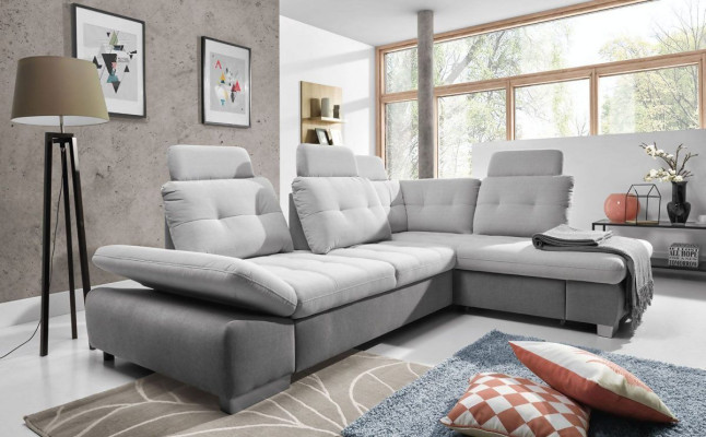 Textile Corner sofa Sofa Couch Upholstery Corner Suite Fabric Sleep Living landscape new